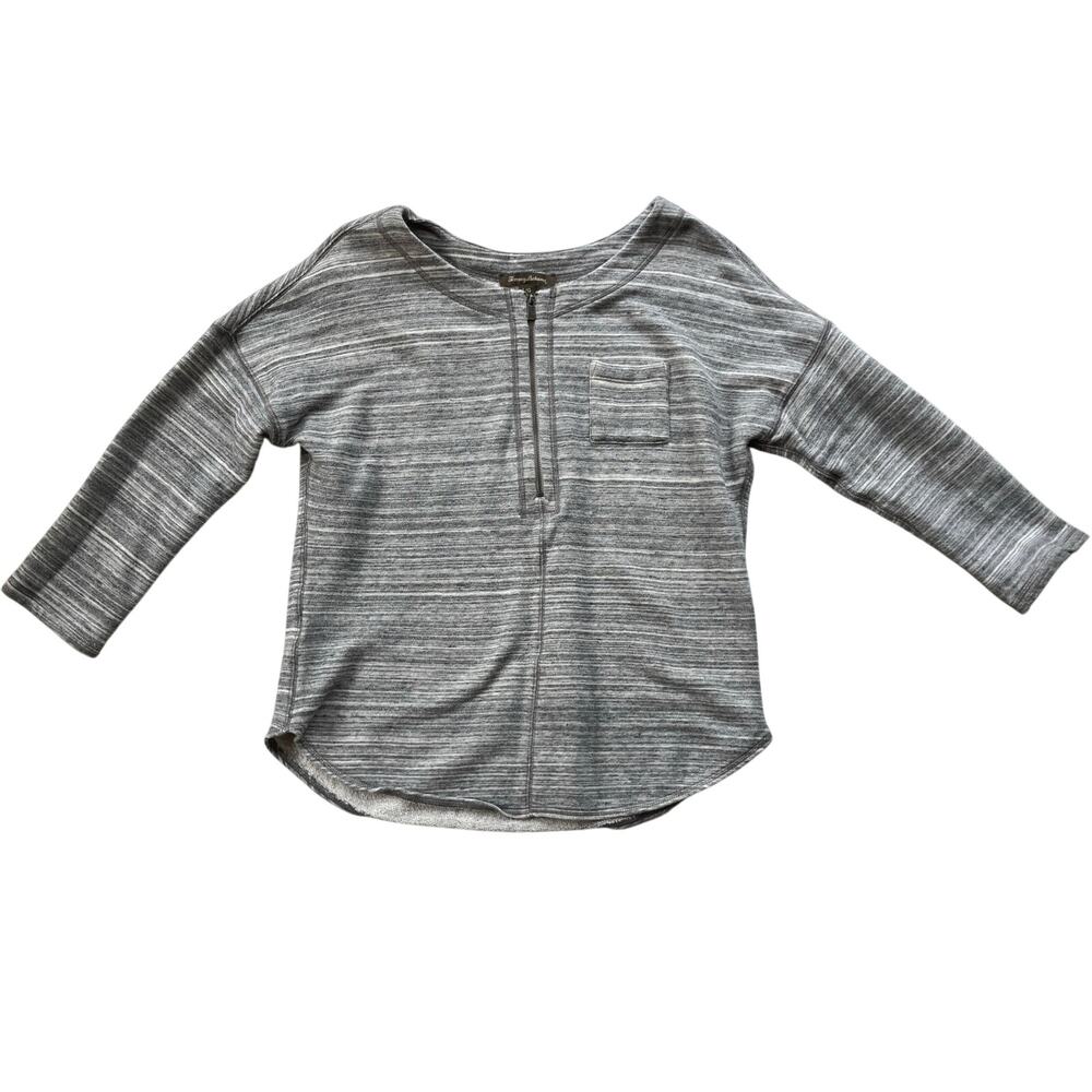 Tommy Bahama Gray Heathered 1/2 Zip Sweatshirt Size Large 100% Cotton